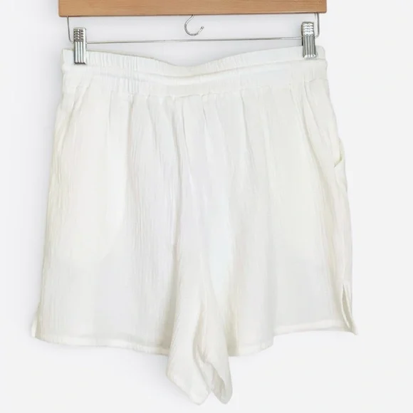 Dippin Daisy’s White Shorts Cotton Crinkle Gauze Swim Coverup Women’s Large NWT - Picture 4 of 9